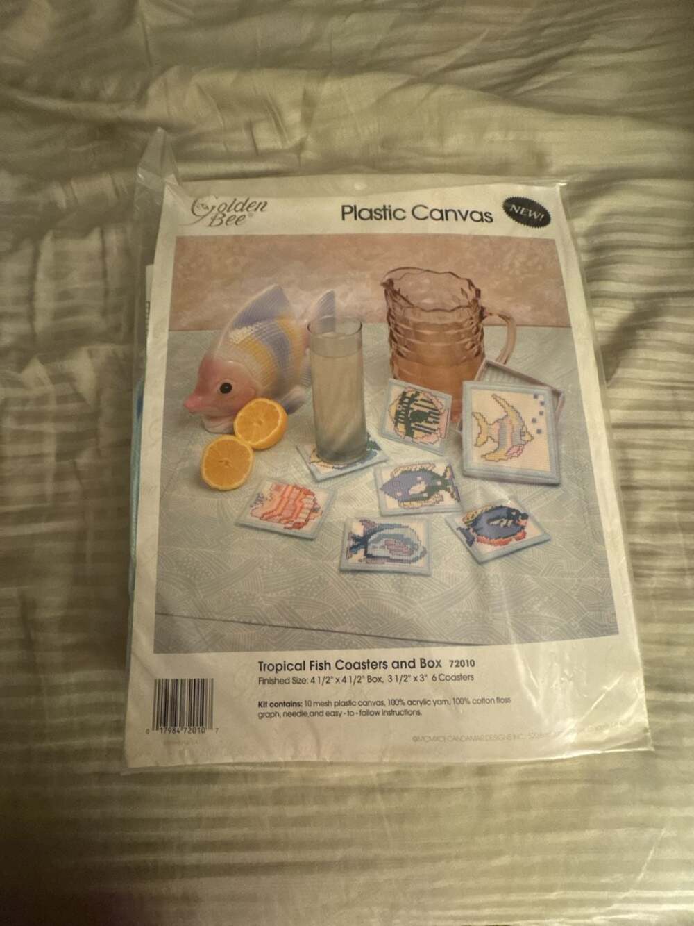 Golden Bee Tropical Fish Coasters and Box Plastic Canvas Kit 72010